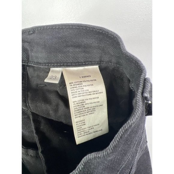 L'agence Sada Straight Leg High Rise Raw Hem Jeans Women's Black Size: 23 NWOT - Picture 7 of 9